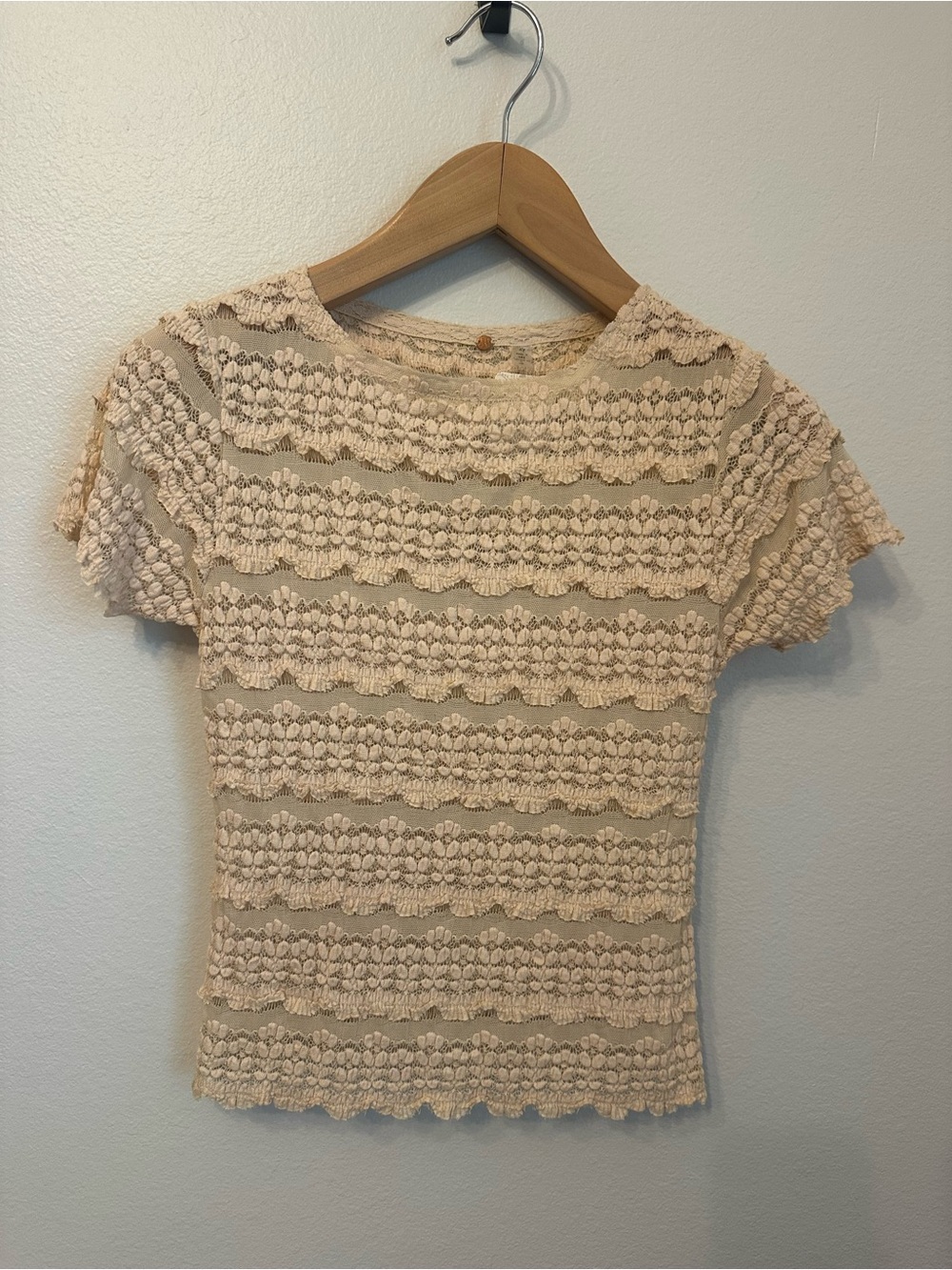 Free People Angelina Lace Tee in Crème - Picture 6 of 9